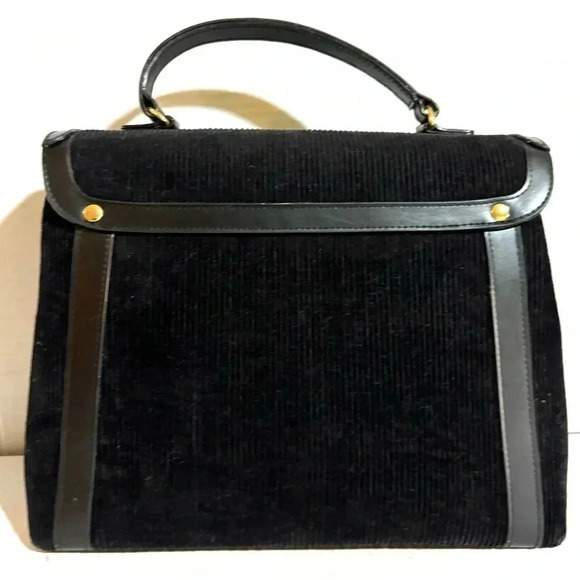 Lulu Guinness black corduroy satchel handbag - Picture 3 of 7